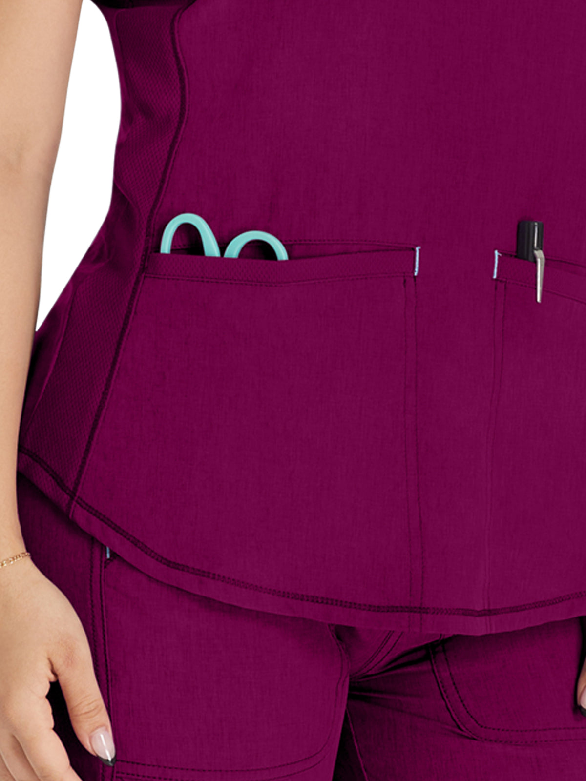 Women's 3-Pocket Henley Top - IP849A - Wine