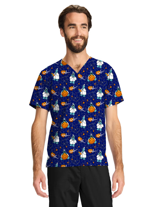 Unisex 2-Pocket V-Neck Print Top - TF728 - Doctor Cookies