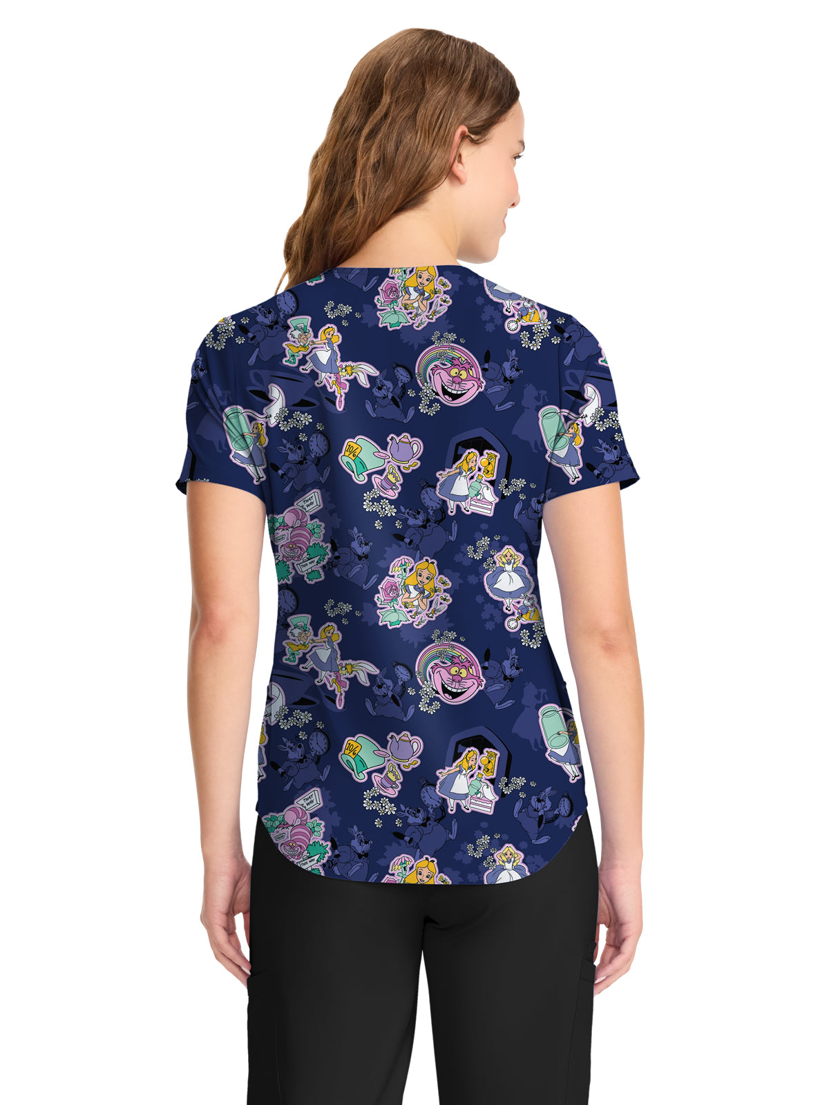 Women's V-Neck Print Top - TF737 - Wonderous Flowers
