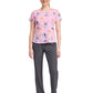 Women's Rounded V-Neck Print Top - TF786 - Hooray Cupcakes