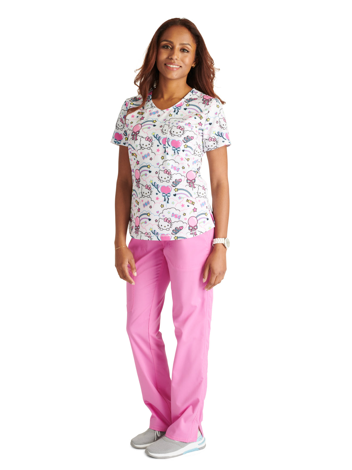 Women's Rounded V-Neck Print Top - TF786 - Yummy Sweet