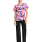 Women's Rounded V-Neck Print Top - TF786 - Celestial Stitch