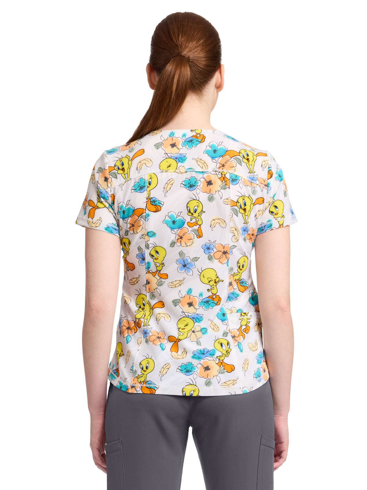 Women's Rounded V-Neck Print Top - TF786 - Tweety Bird Dimension