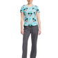 Women's Rounded V-Neck Print Top - TF786 - Garden Grows