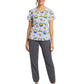 Women's Rounded V-Neck Print Top - TF786 - Have A Slice