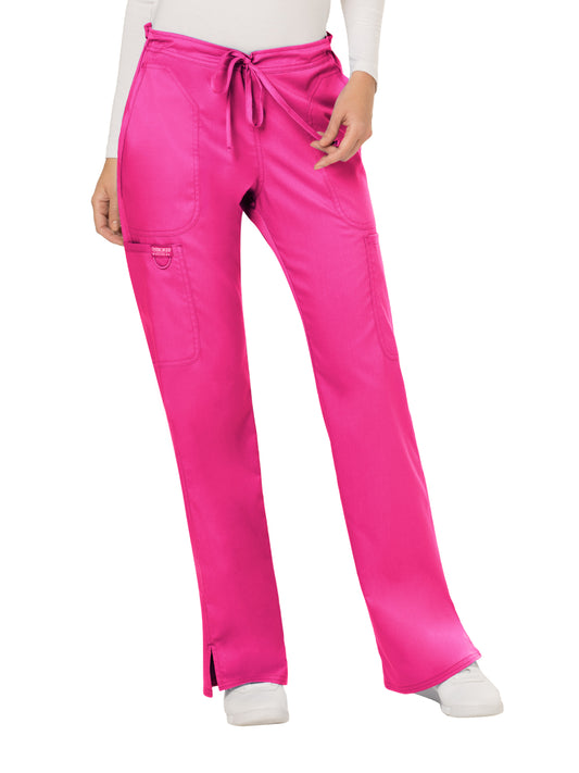 Women's 5-Pocket Mid Rise Drawstring Pant - WW120 - Electric Pink