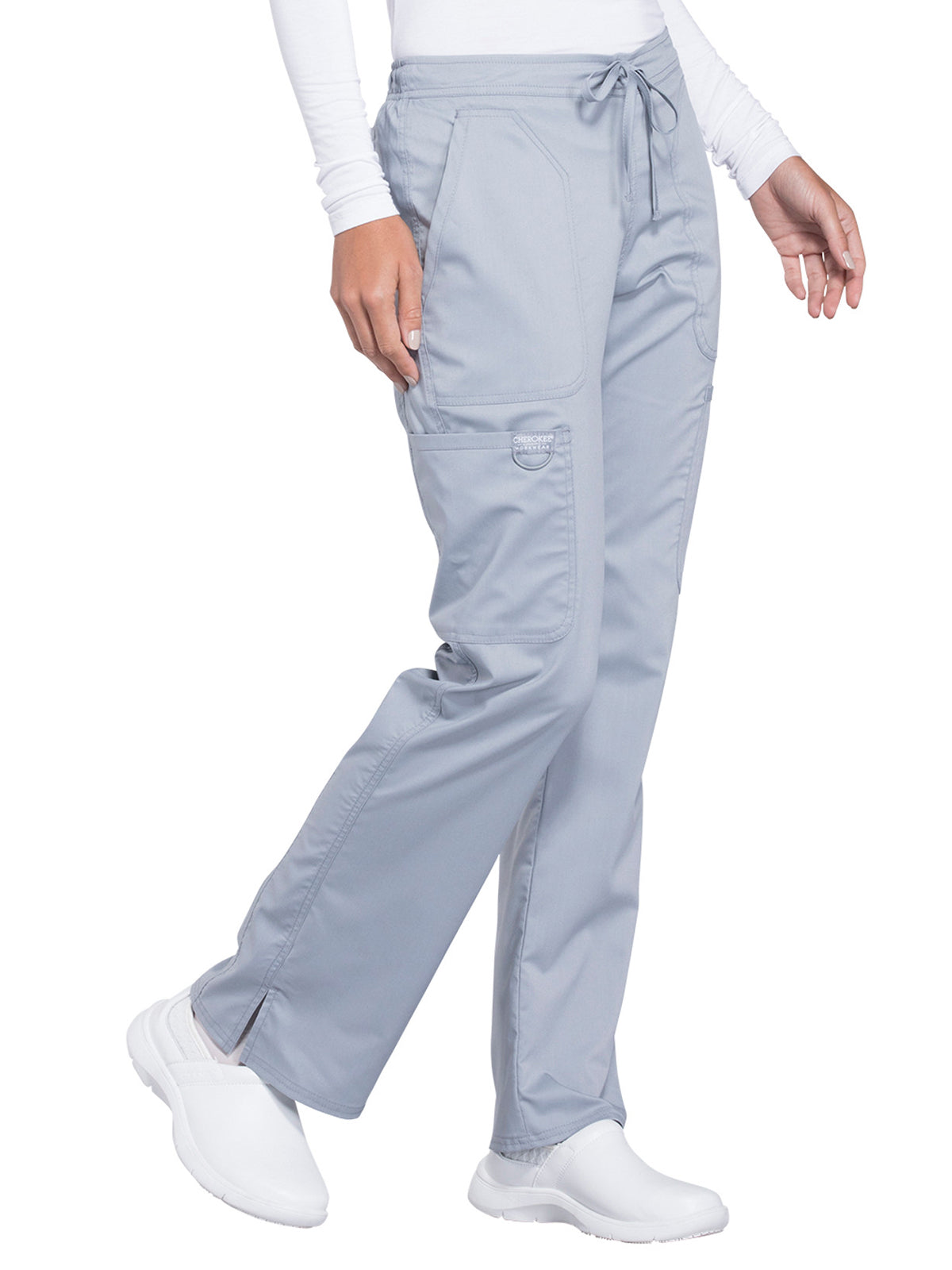 Women's 5-Pocket Mid Rise Drawstring Pant - WW120 - Grey