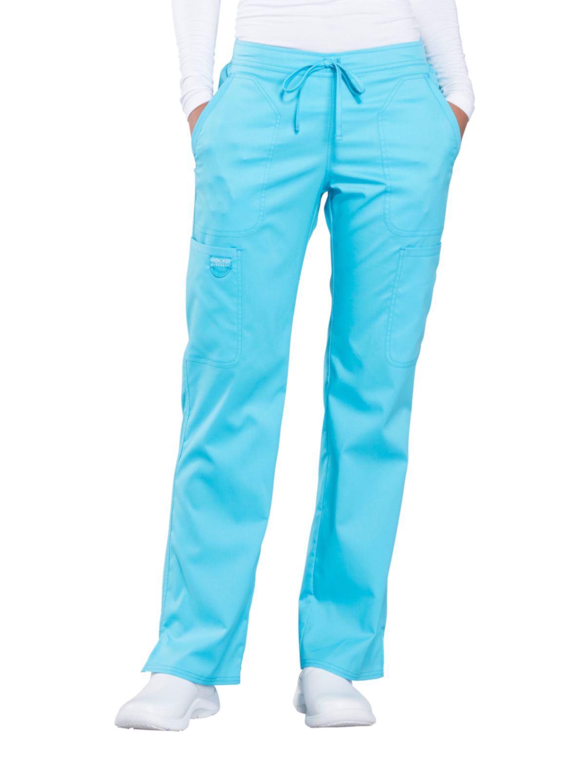 Women's 5-Pocket Mid Rise Drawstring Pant - WW120 - Turquoise