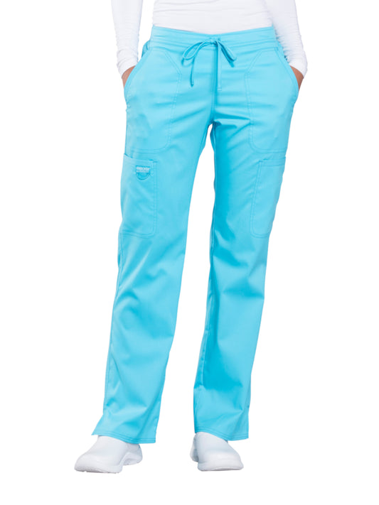 Women's 5-Pocket Mid Rise Drawstring Pant - WW120 - Turquoise