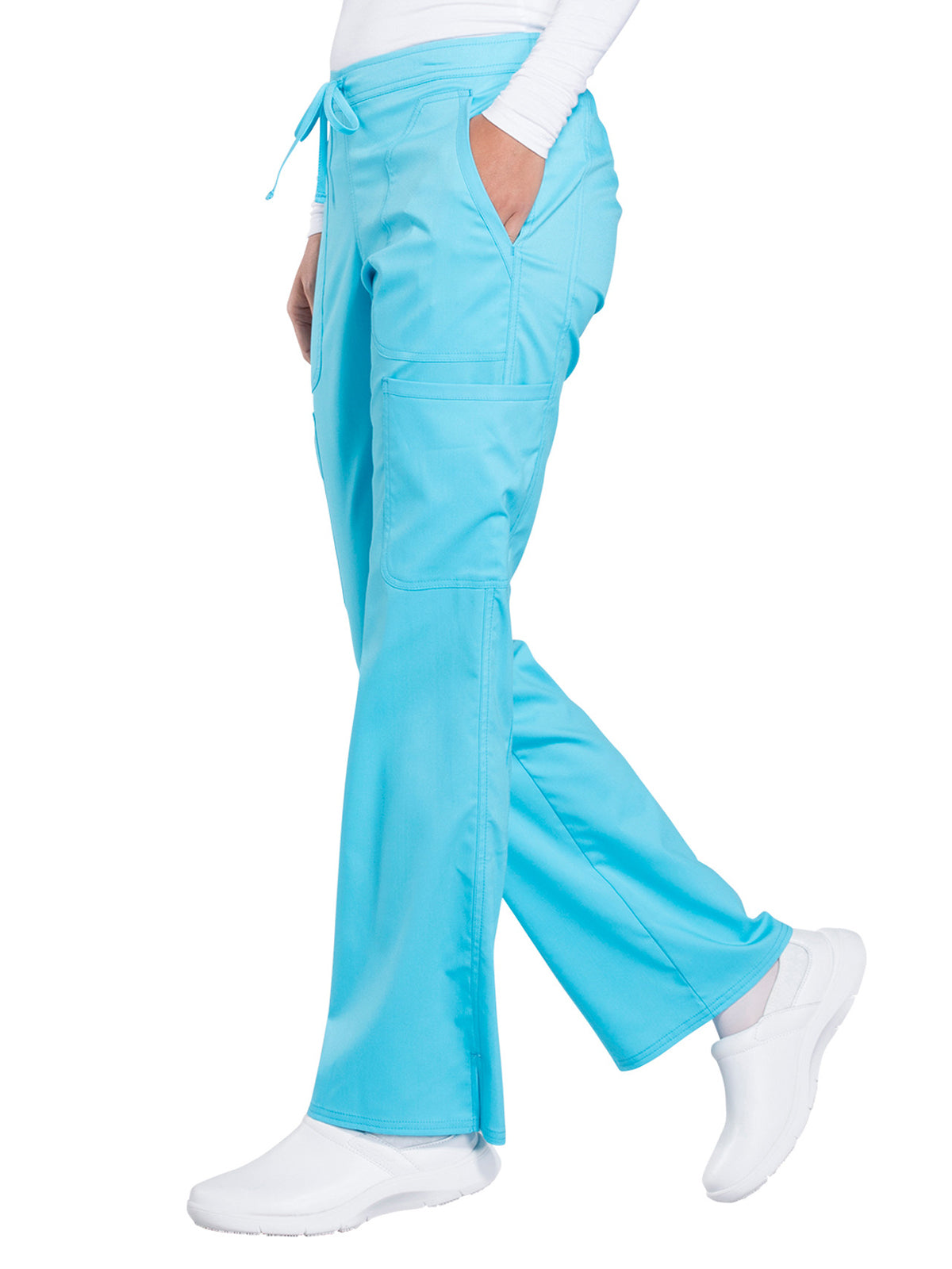 Women's 5-Pocket Mid Rise Drawstring Pant - WW120 - Turquoise