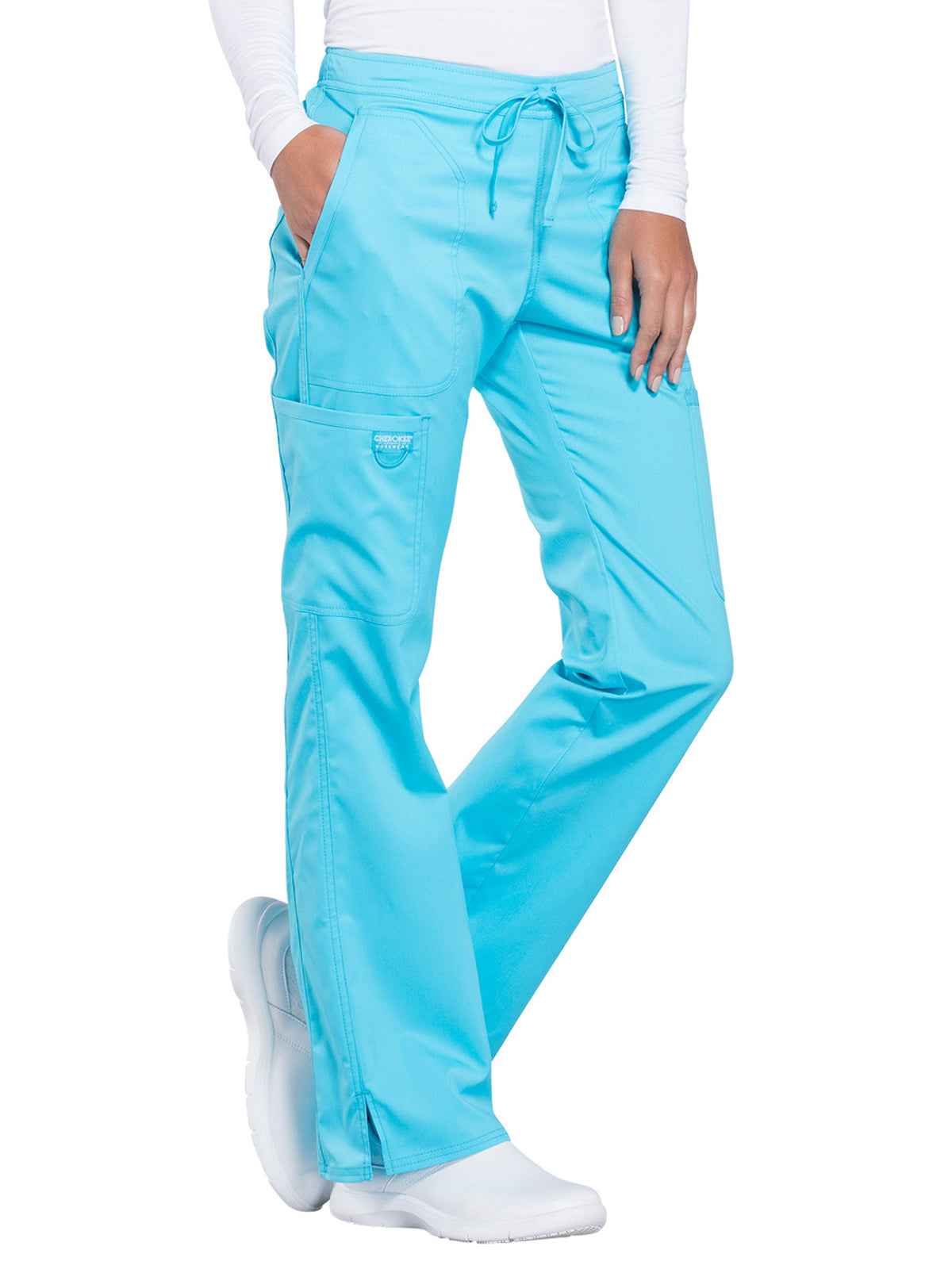 Women's 5-Pocket Mid Rise Drawstring Pant - WW120 - Turquoise