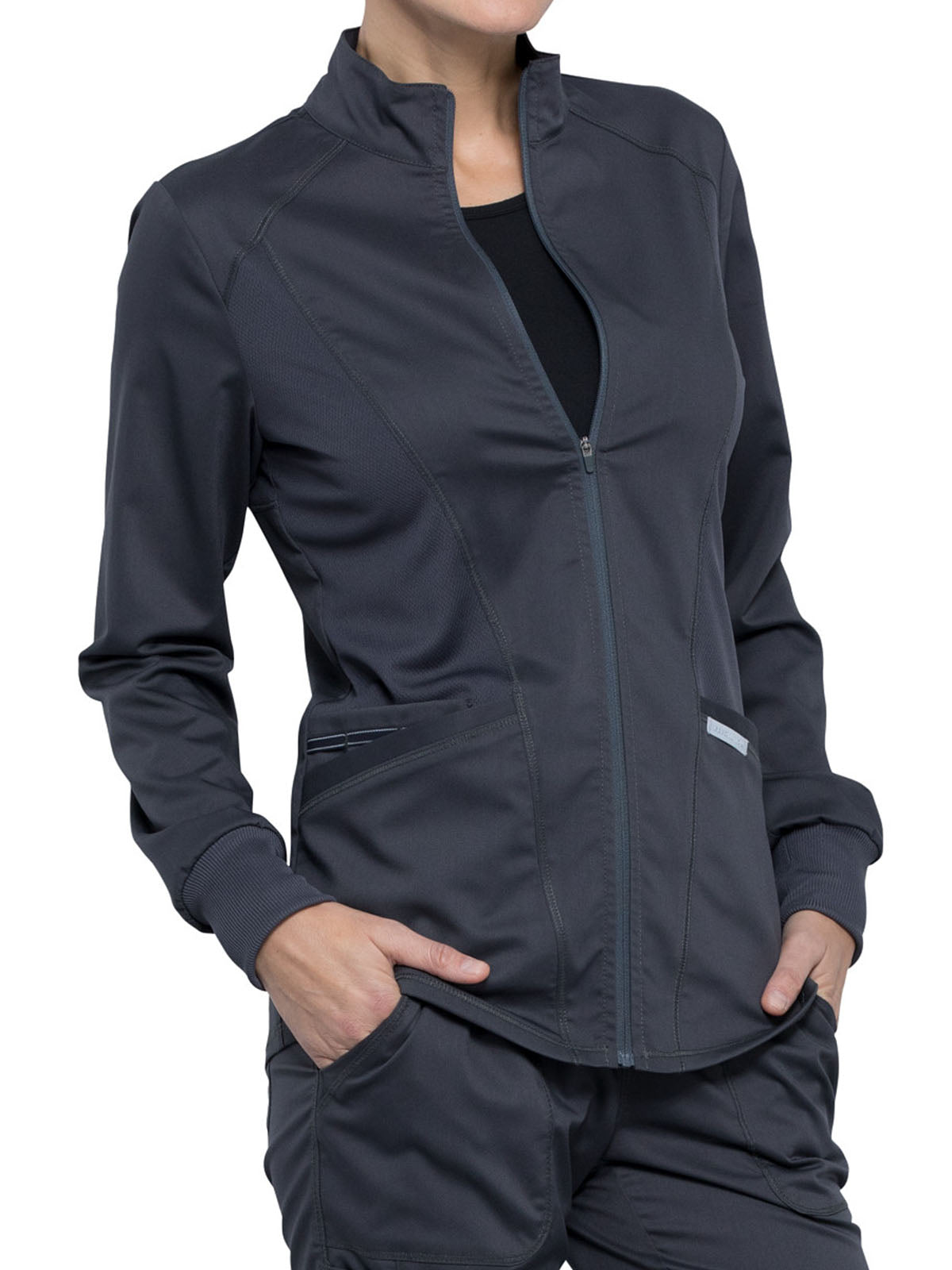 Women's 2-Pocket Zip Front Jacket - WW301 - Pewter