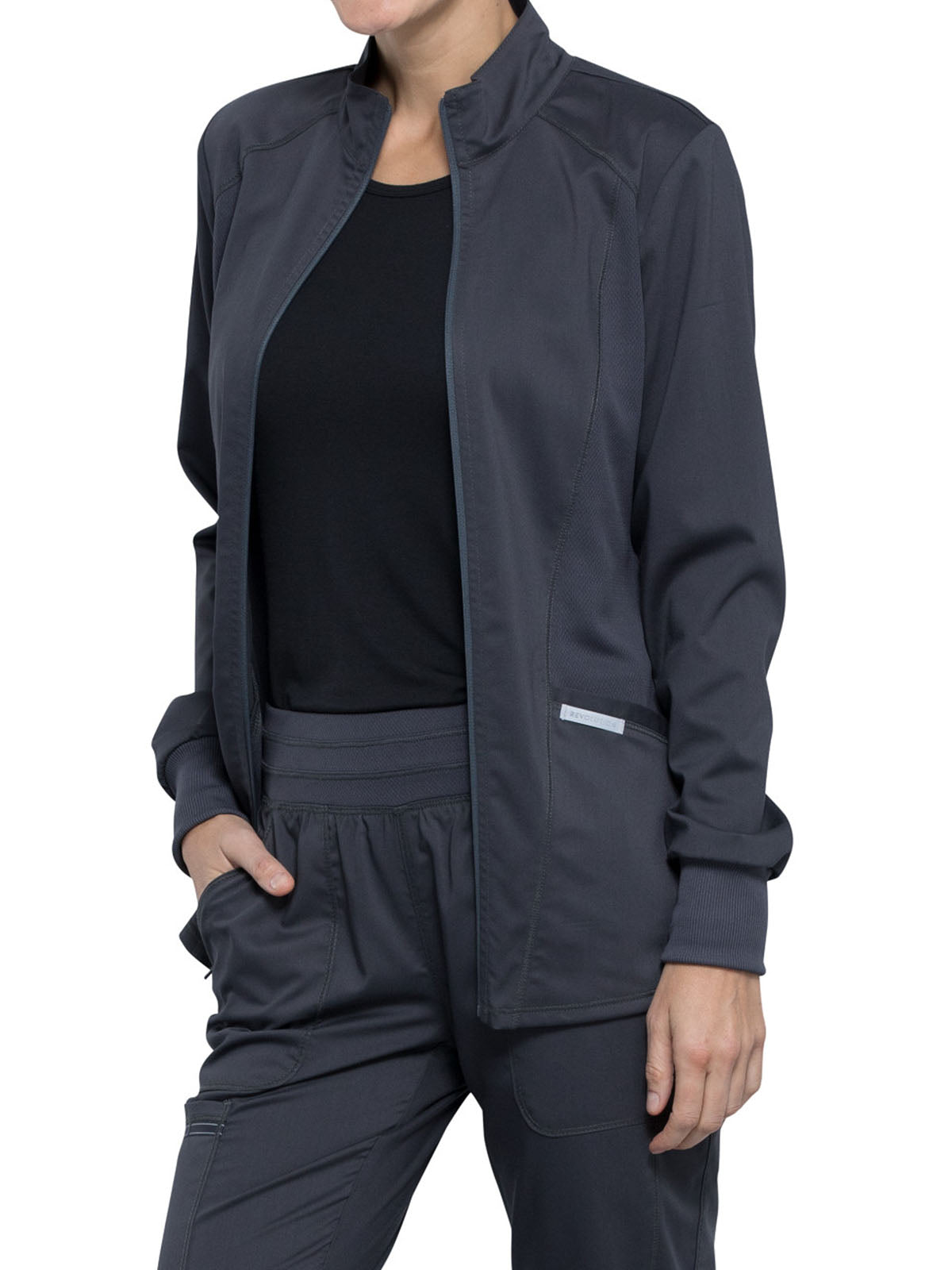 Women's 2-Pocket Zip Front Jacket - WW301 - Pewter