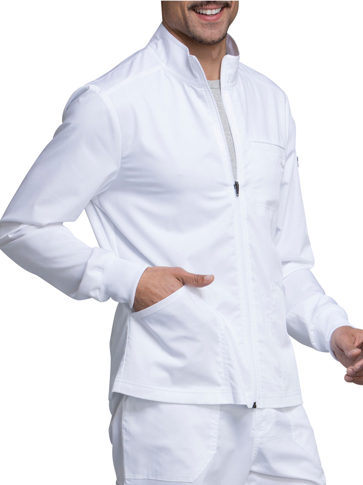Men's 5-Pocket Zip Front Jacket - WW320 - White