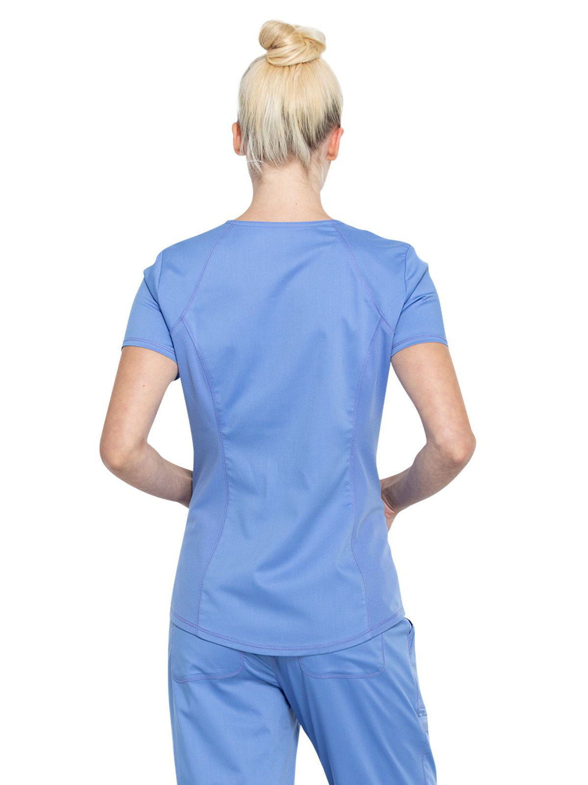 Women's 2-Pocket V-Neck Top - WW601 - Ciel Blue