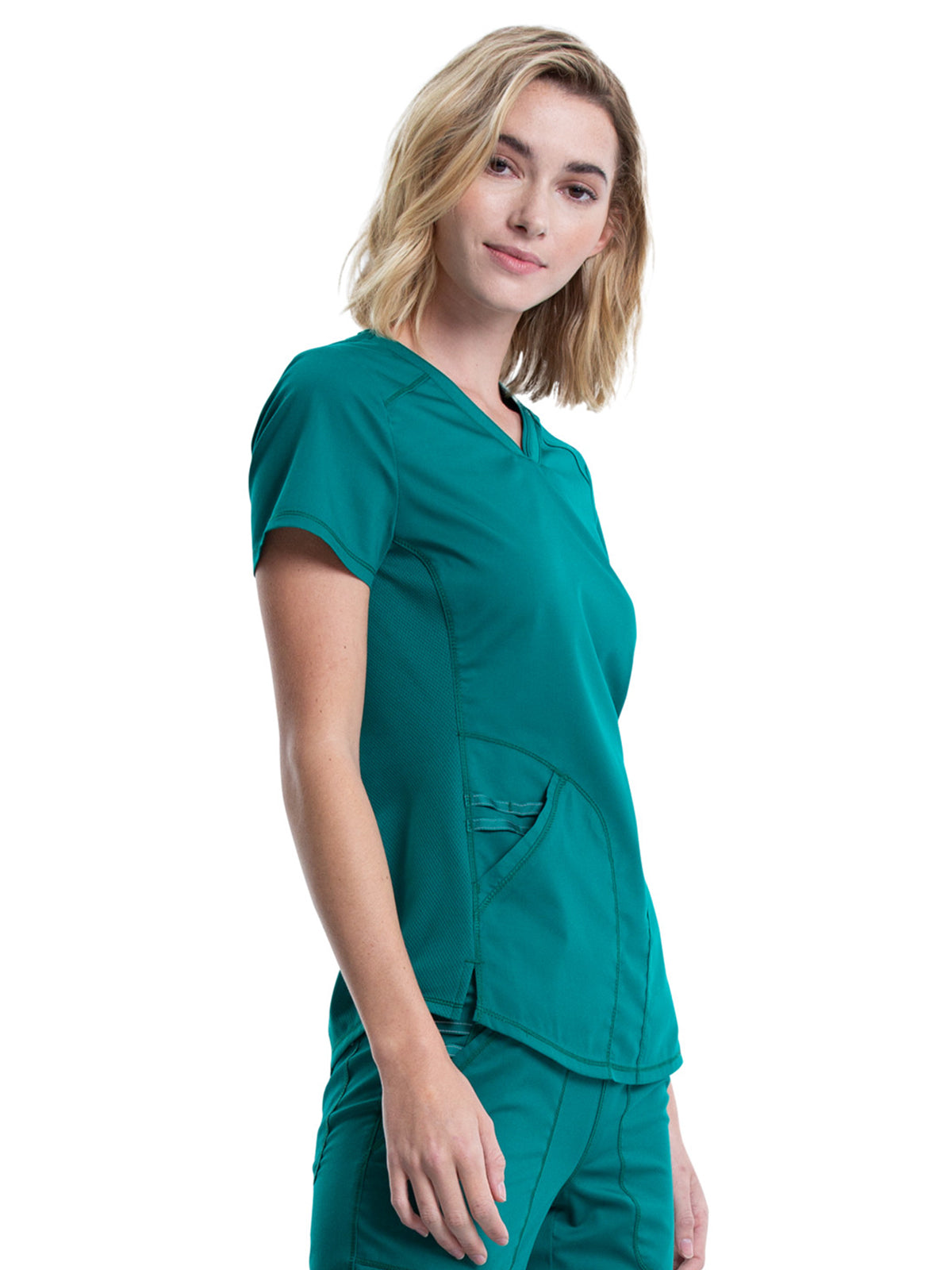 Women's 2-Pocket V-Neck Top - WW601 - Hunter Green