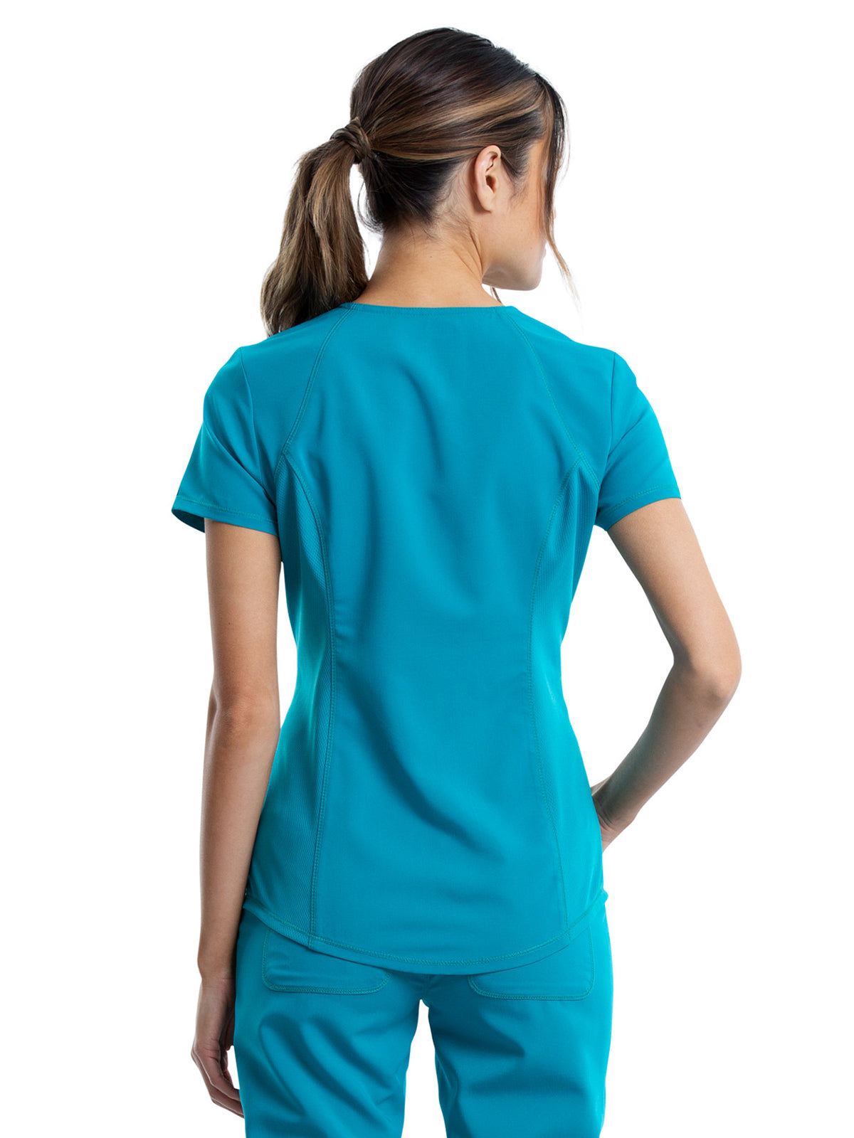 Women's 2-Pocket V-Neck Top - WW601 - Teal Blue