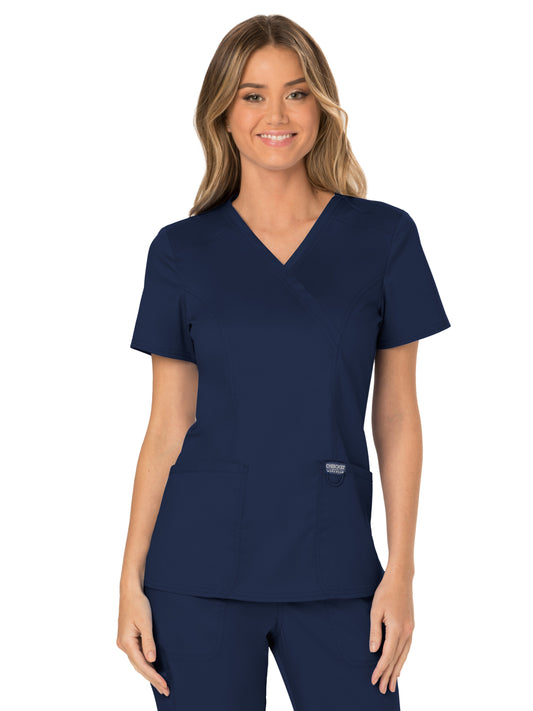 Women's 2-Pocket Mock Wrap Top - WW610 - Navy