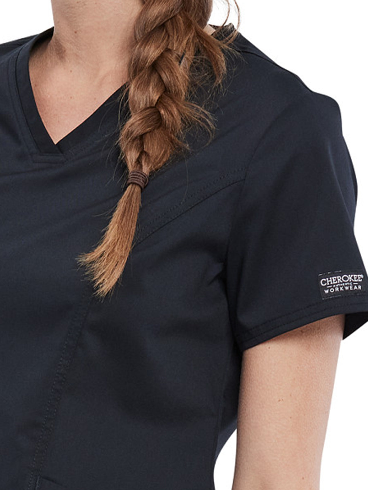 Women's 2-Pocket V-Neck Top - WW612 - Black