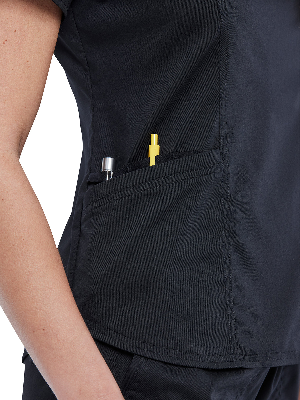 Women's 2-Pocket V-Neck Top - WW612 - Black