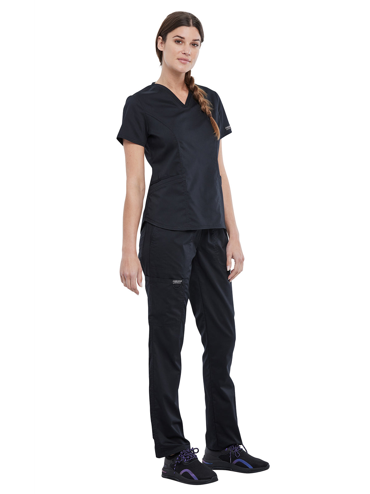 Women's 2-Pocket V-Neck Top - WW612 - Black