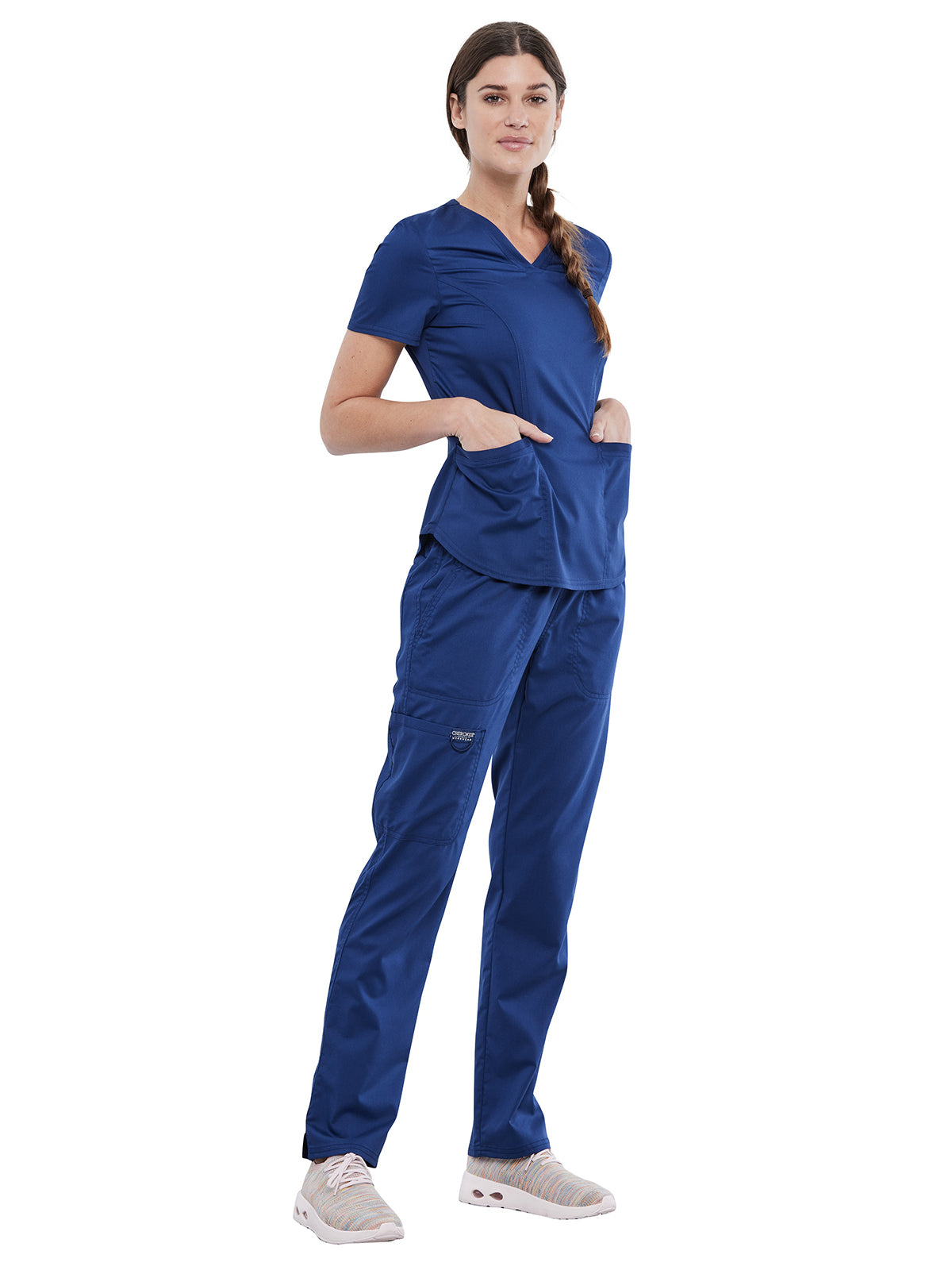 Women's 2-Pocket V-Neck Top - WW612 - Navy