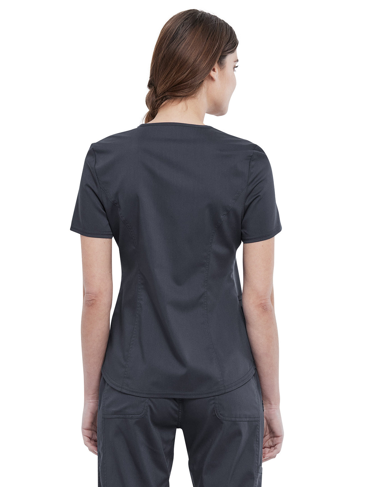 Women's 2-Pocket V-Neck Top - WW612 - Pewter