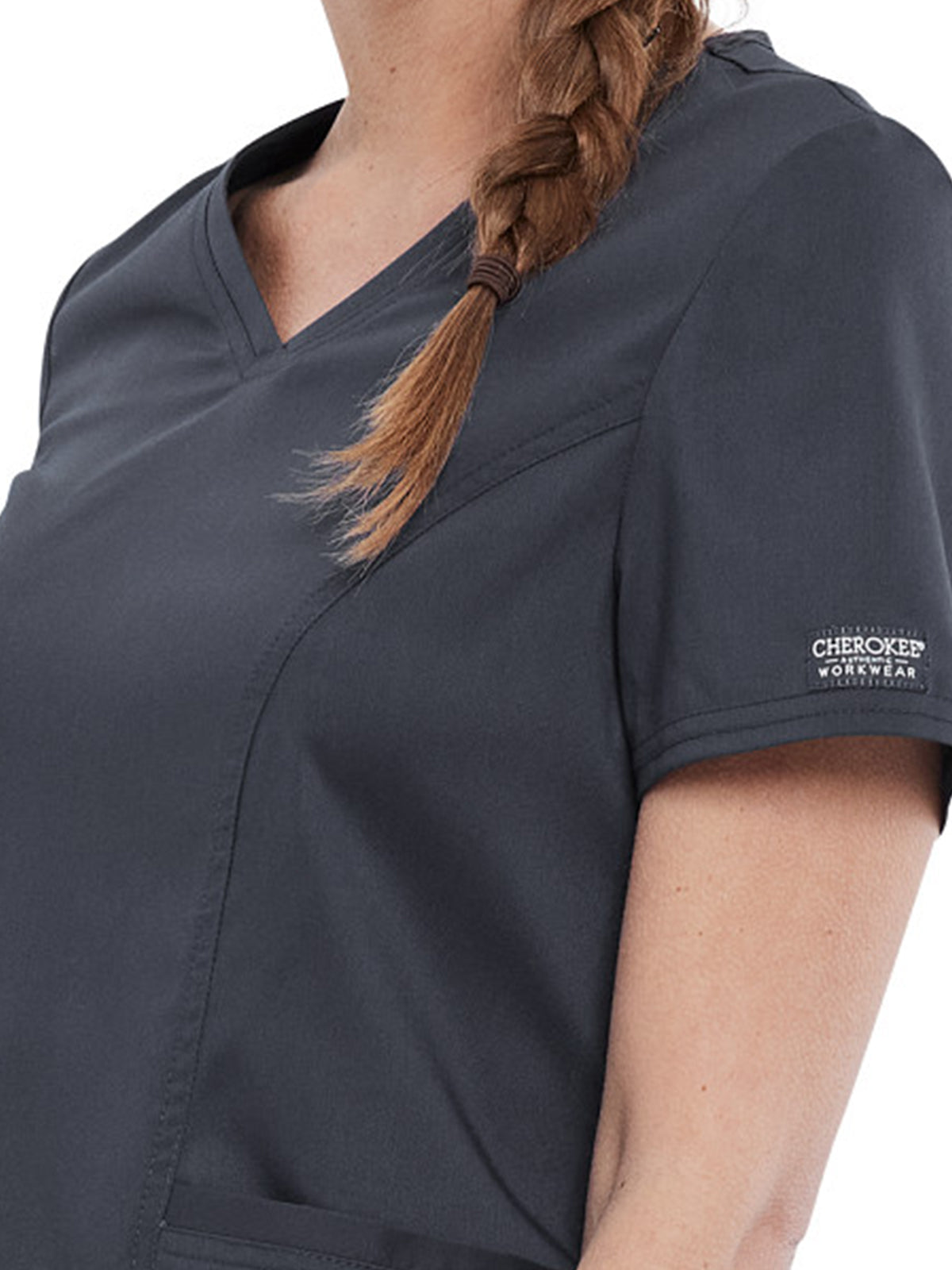 Women's 2-Pocket V-Neck Top - WW612 - Pewter
