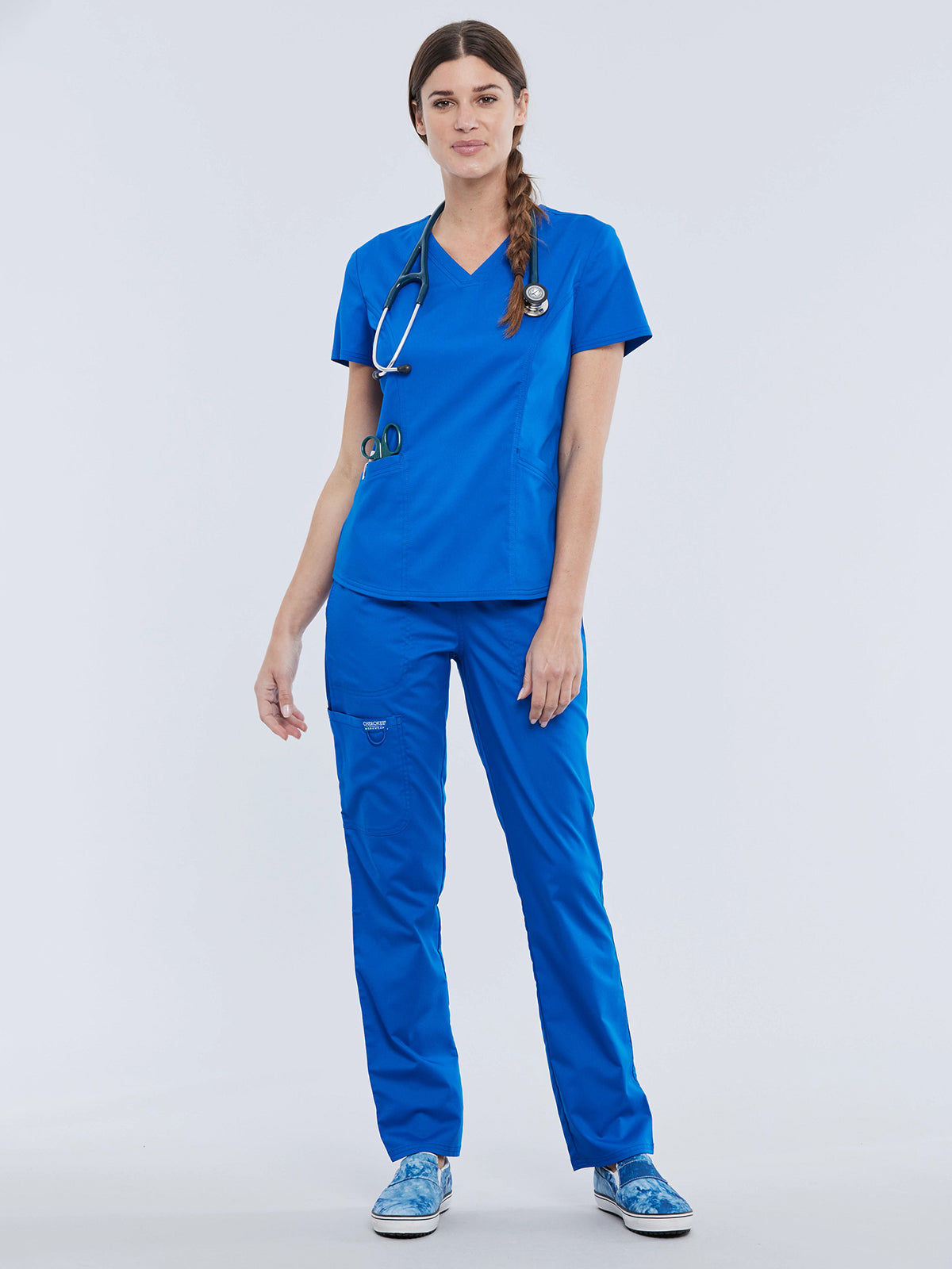 Women's 2-Pocket V-Neck Top - WW612 - Royal