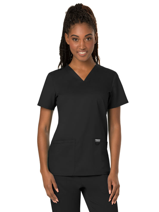Women's 3-Pocket V-Neck Top - WW620 - Black