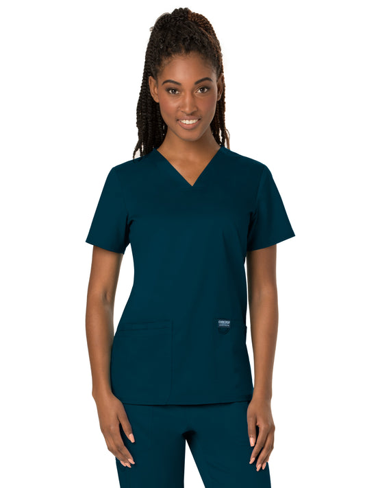 Women's 3-Pocket V-Neck Top - WW620 - Caribbean Blue