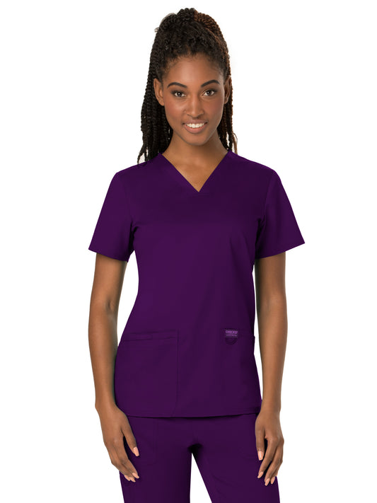 Women's 3-Pocket V-Neck Top - WW620 - Eggplant
