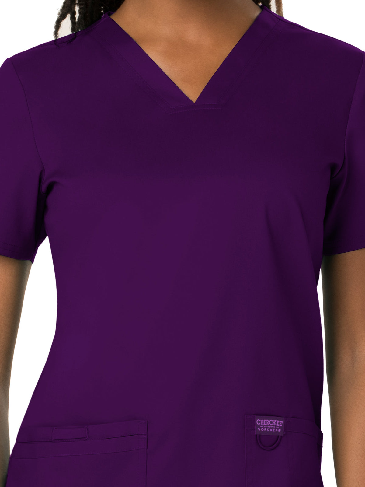 Women's 3-Pocket V-Neck Top - WW620 - Eggplant