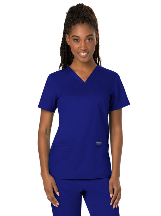 Women's 3-Pocket V-Neck Top - WW620 - Galaxy Blue