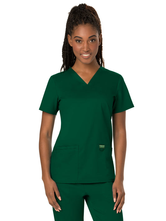 Women's 3-Pocket V-Neck Top - WW620 - Hunter Green