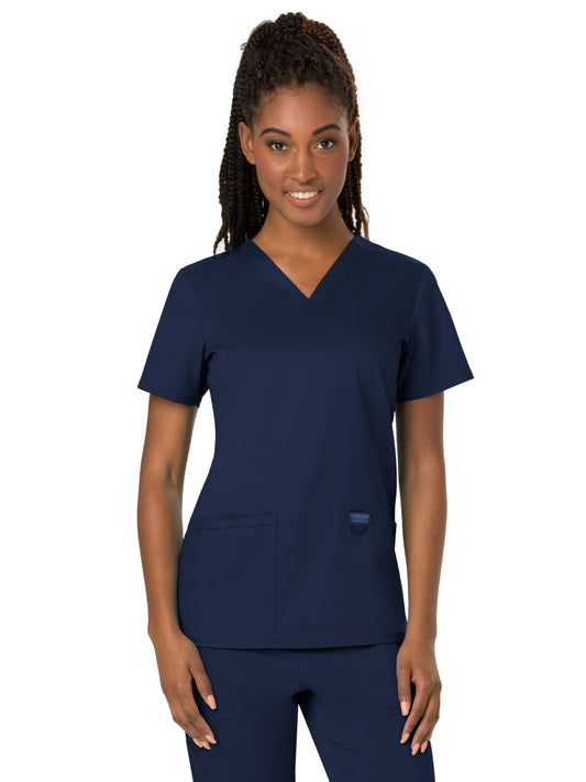 Women's 3-Pocket V-Neck Top - WW620 - Navy