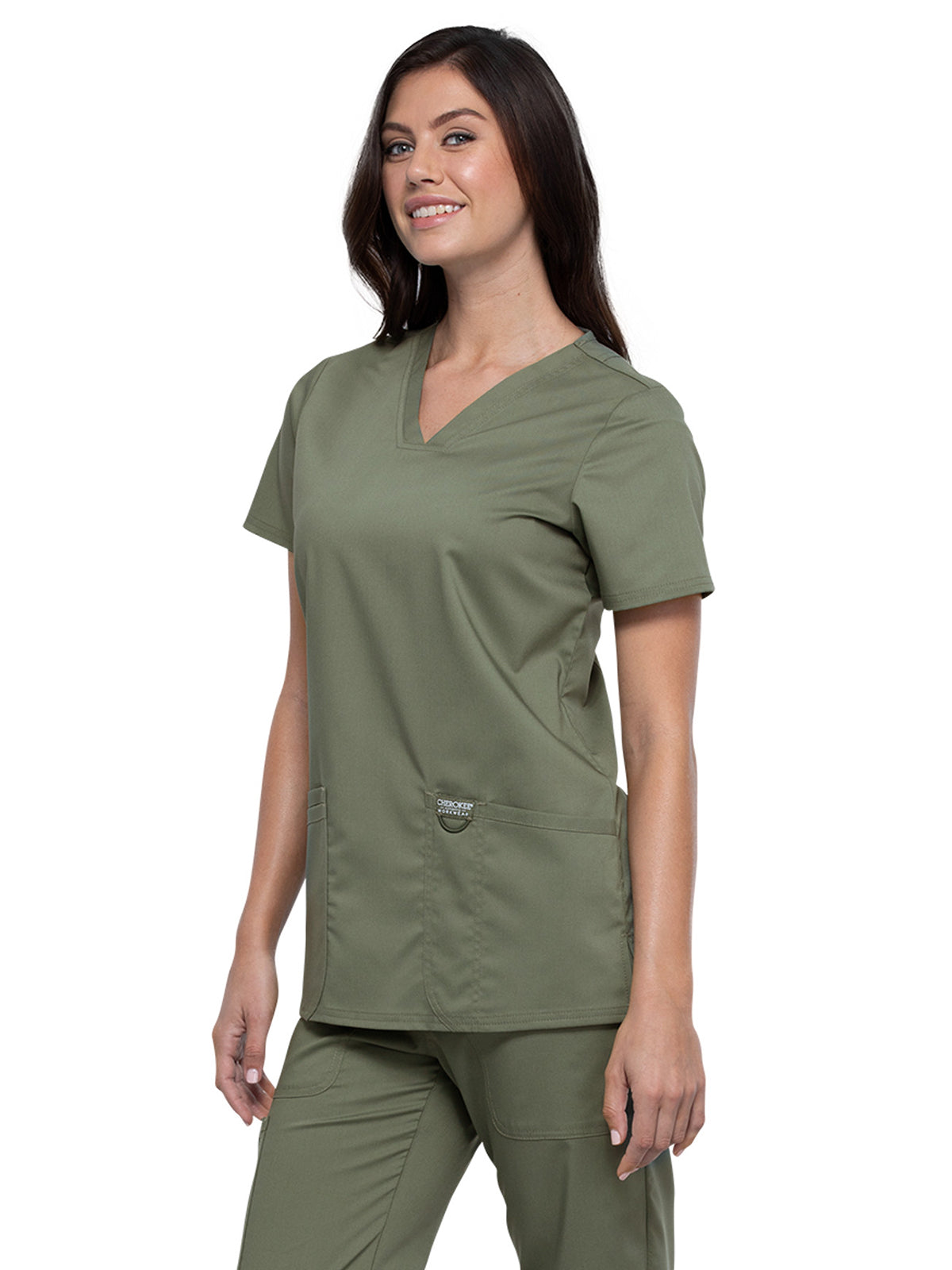 Women's 3-Pocket V-Neck Top - WW620 - Olive