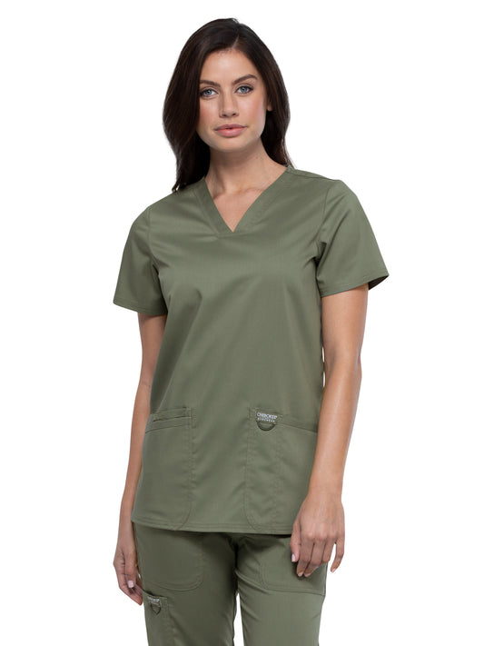 Women's 3-Pocket V-Neck Top - WW620 - Olive