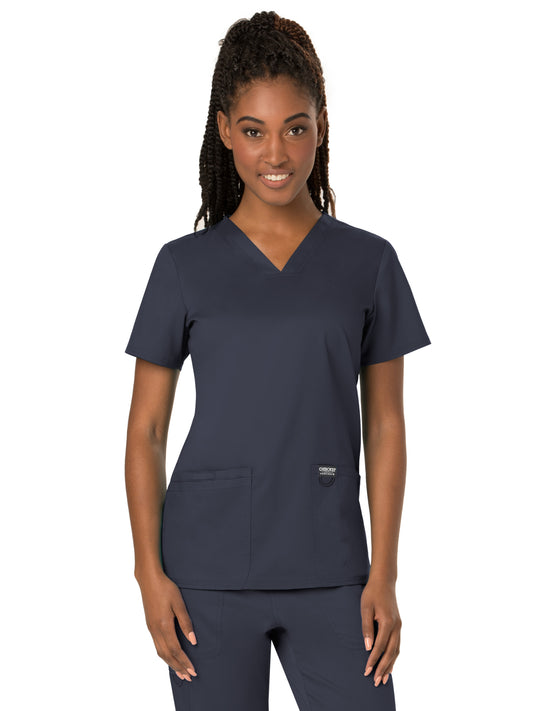 Women's 3-Pocket V-Neck Top - WW620 - Pewter