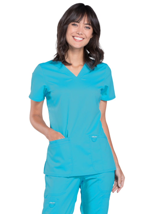 Women's 3-Pocket V-Neck Top - WW620 - Turquoise