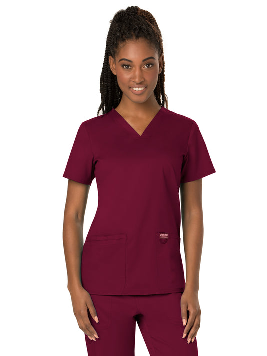 Women's 3-Pocket V-Neck Top - WW620 - Wine