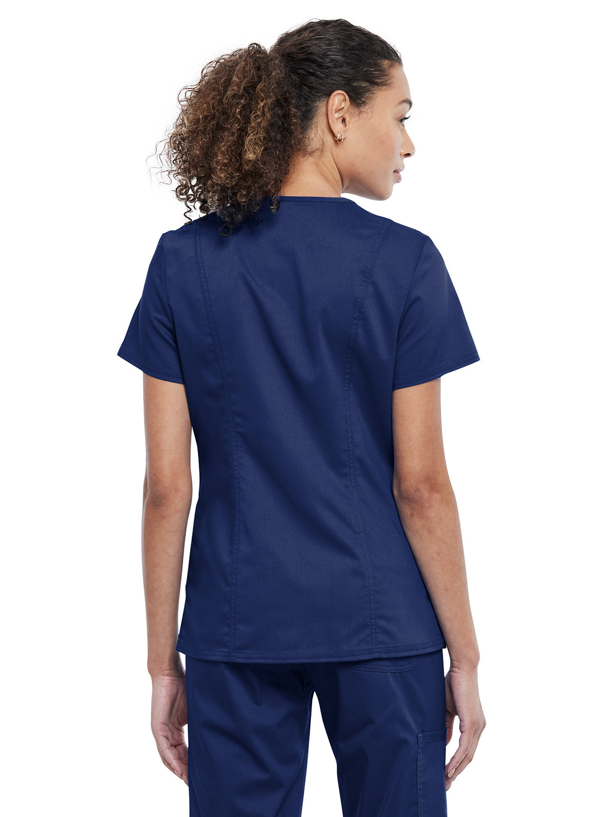 Women's 4-Pocket Snap Front V-Neck Top - WW622 - Navy