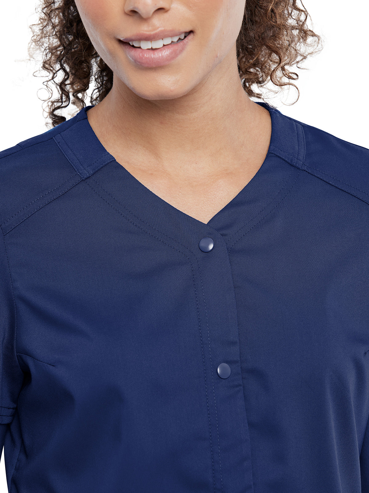 Women's 4-Pocket Snap Front V-Neck Top - WW622 - Navy