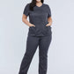 Women's 4-Pocket Snap Front V-Neck Top - WW622 - Pewter