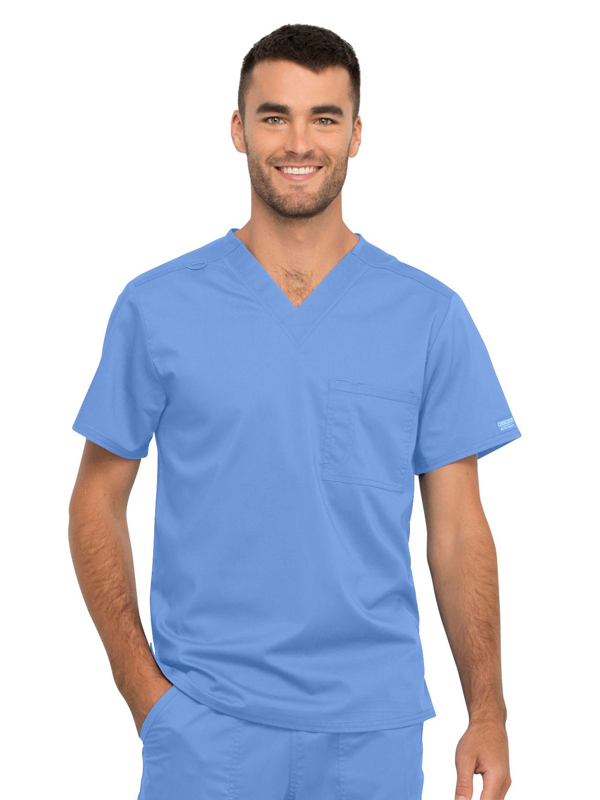 Unisex 1-Pocket Tuckable V-Neck Top - WW625 - Ciel Blue