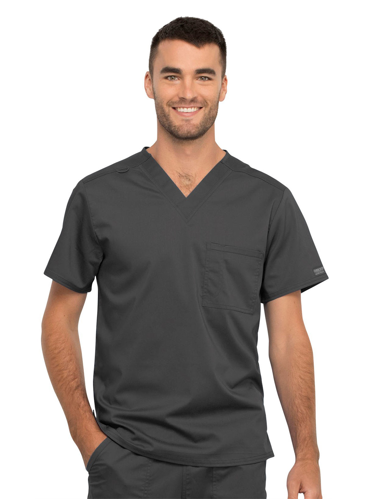 Unisex 1-Pocket Tuckable V-Neck Top - WW625 - Pewter