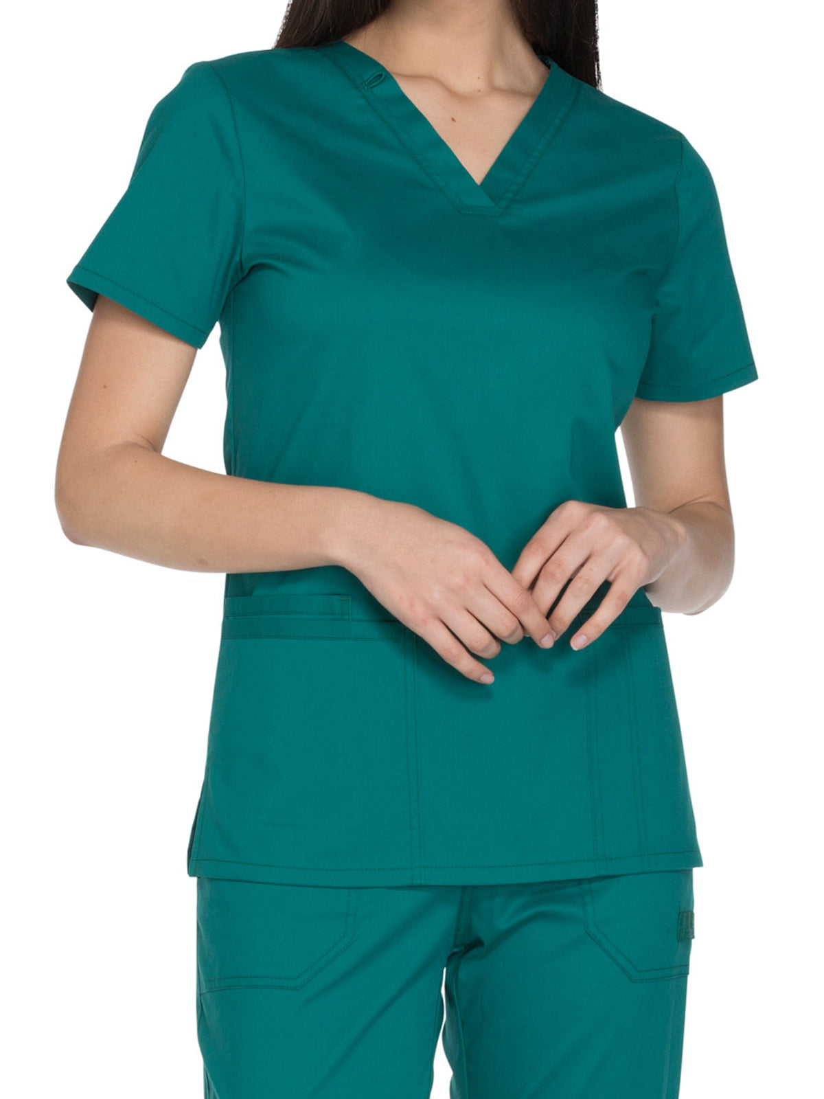 Women's 3-Pocket V-Neck Top - WW630 - Hunter