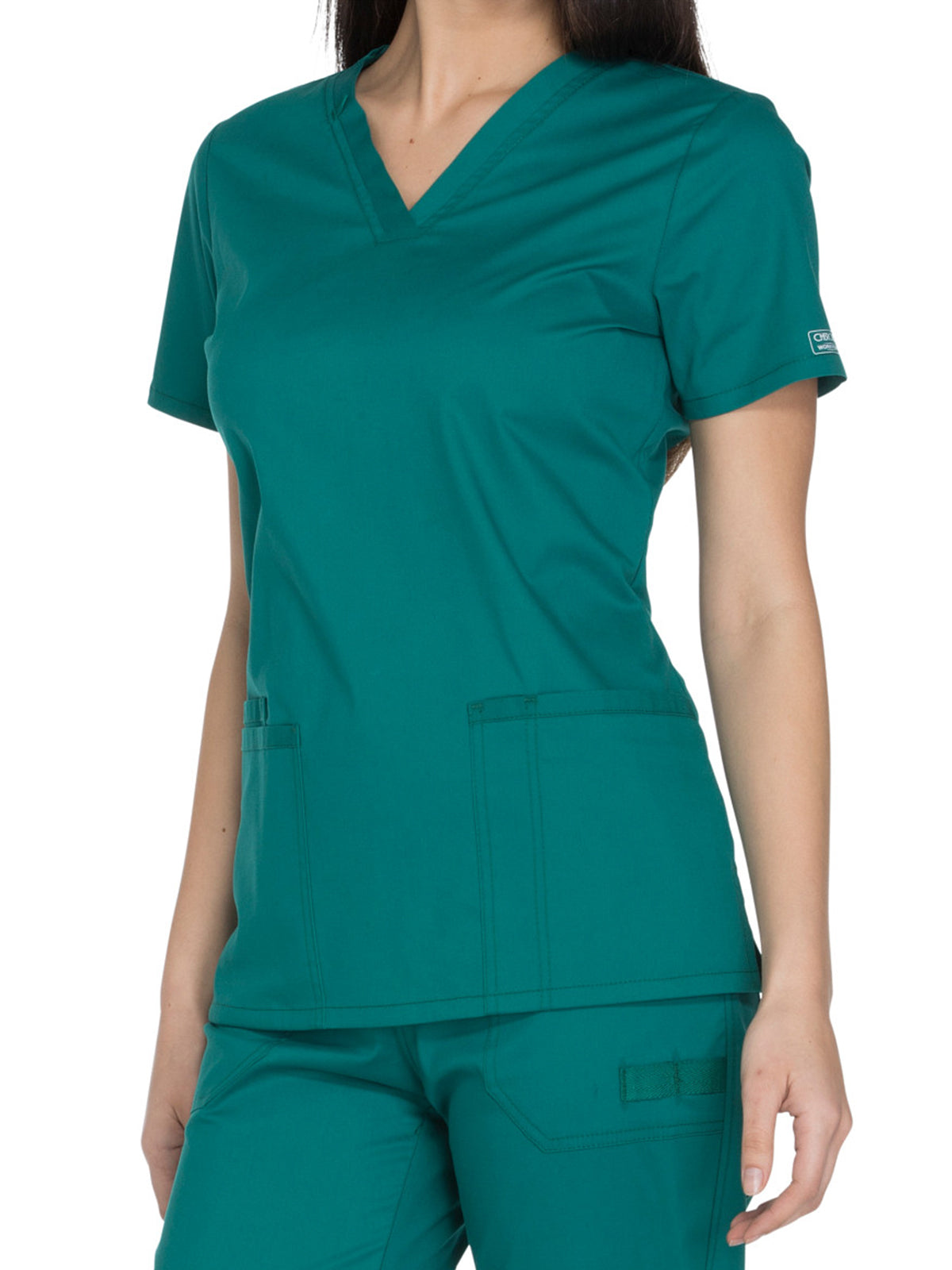 Women's 3-Pocket V-Neck Top - WW630 - Hunter