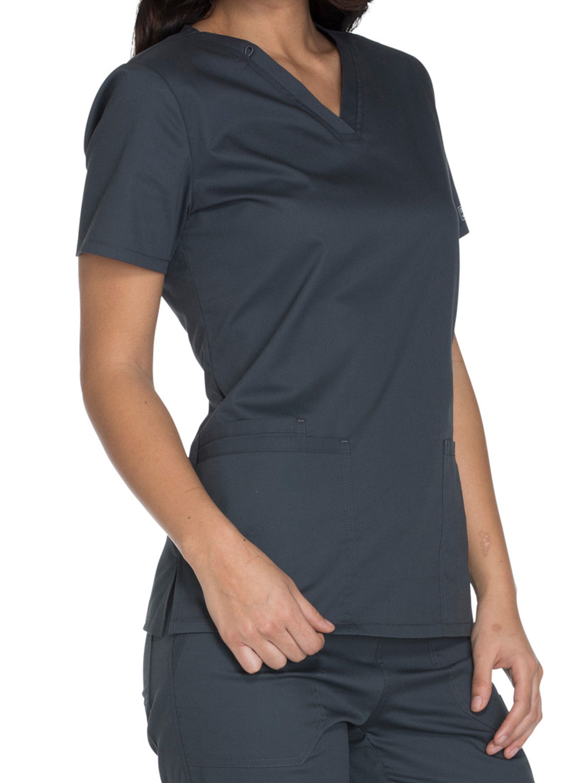 Women's 3-Pocket V-Neck Top - WW630 - Pewter