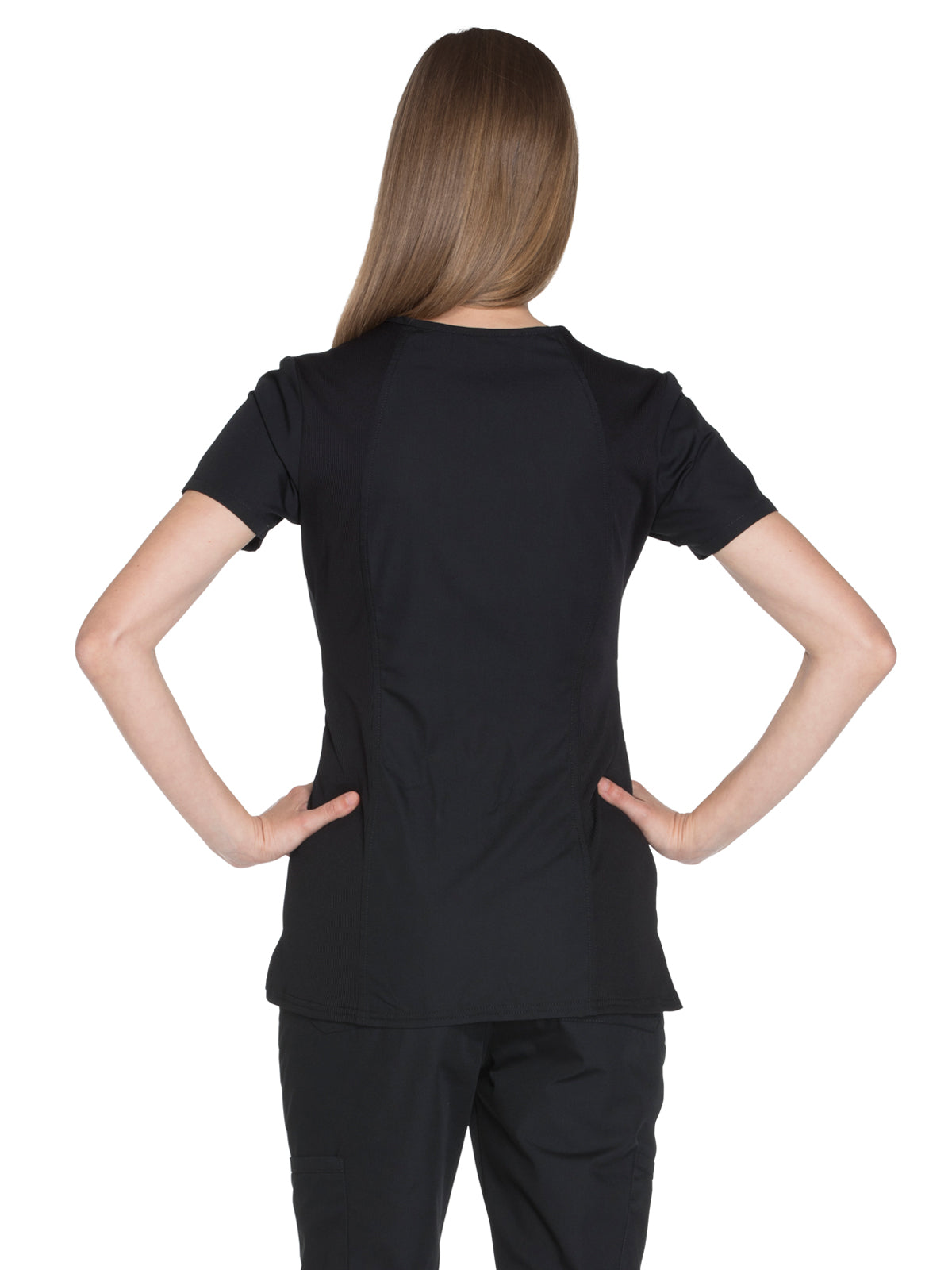 Women's 2-Pocket V-Neck Top - WW645 - Black